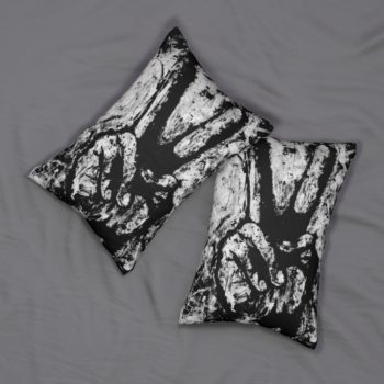 Peace sign BW two lumbar pillows